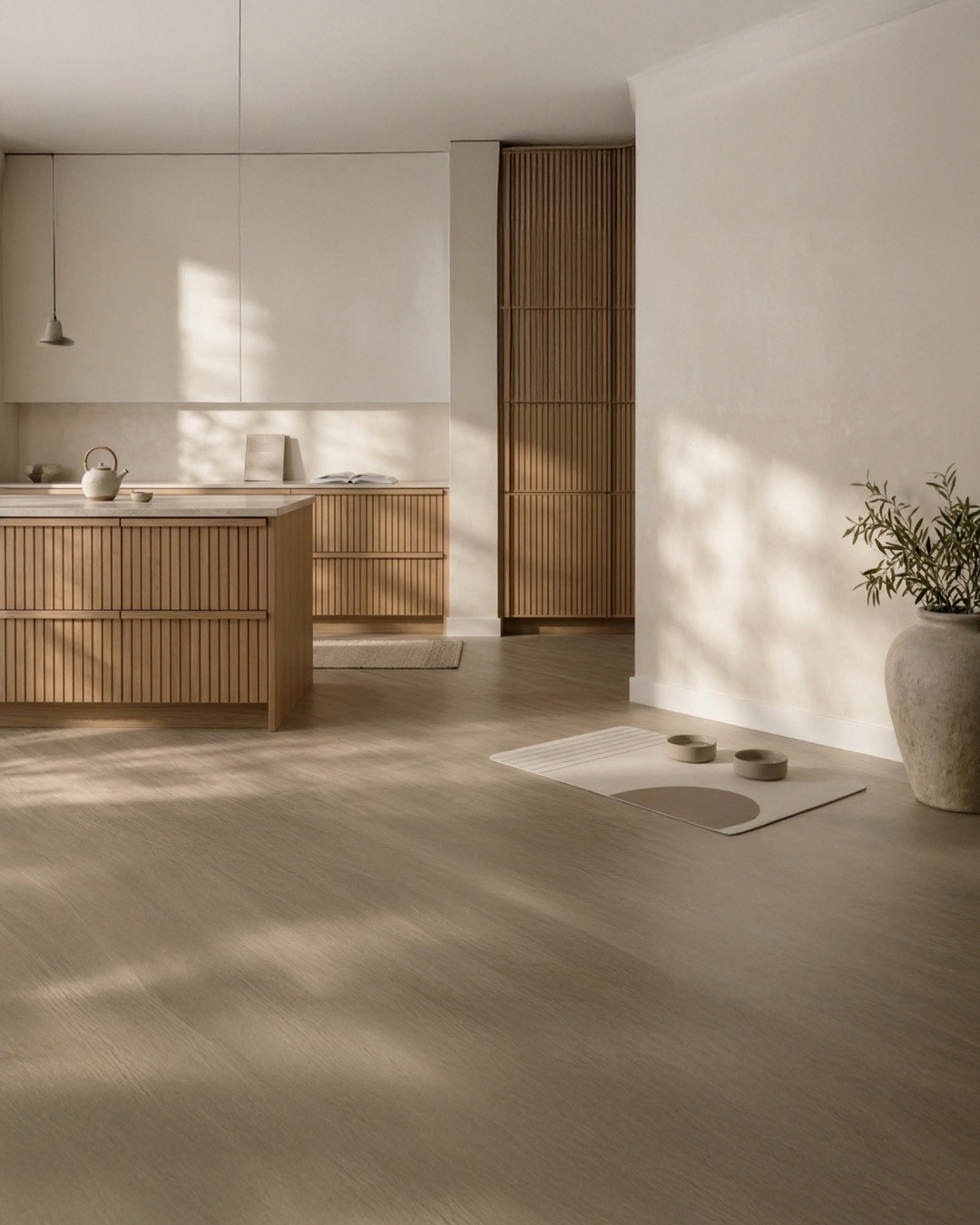 A Wabi Linea feeding mat resting in a calm, sunlit interior.